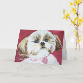 Sweet Shih-Tzu Mix Puppy Karte (Gelbe Blume)