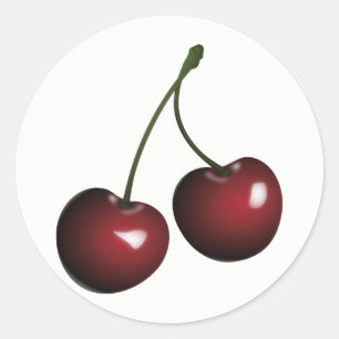 Sweet Shiny Pair of Red Cherries Runder Aufkleber