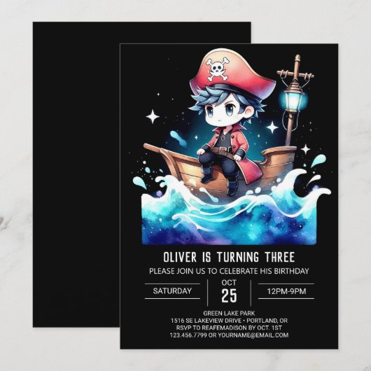 Sweet Ship Pirate Einladung (Vorne/Hinten)