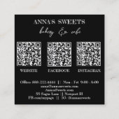 *~* Sweet Shop 3 QR Backery Cupcake Quadratische Visitenkarte (Rückseite)