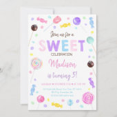 Sweet Shop Lollipop Candy Birthday Einladung (Vorderseite)