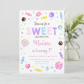 Sweet Shop Lollipop Candy Birthday Einladung (Stehend Vorderseite)