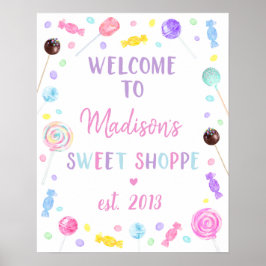 Sweet Shop Lollipop Candy Birthday Willkommen Poster