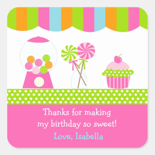 Sweet Shoppe Candy Birthday Pary Fevor Stickers (Vorderseite)