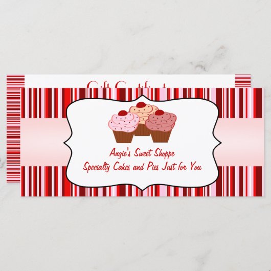 Sweet Shoppe Cupcake Business Geschenkgutschein (Vorne/Hinten)