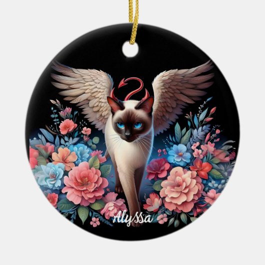 Sweet Siam Demon and Angel Cat Keramik Ornament (Vorne)