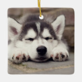 Sweet Siberian Husky Puppy Keramikornament (Vorderseite)
