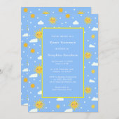 Sweet Simple Blue Yellow Sunshine Baby Dusche Einladung (Vorne/Hinten)