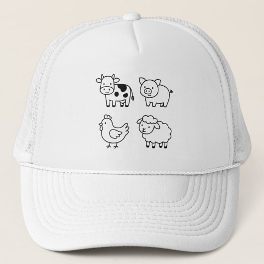Sweet & Simple Farm Animal Outlines Truckerkappe (Vorderseite)