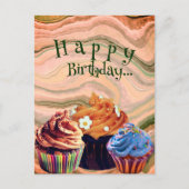 Sweet Simple Happy Birthday Cupcakes| Postcard Postkarte (Vorderseite)