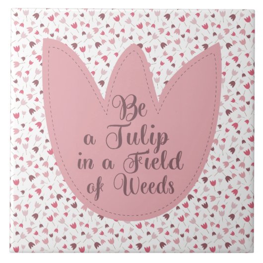 Sweet Simple Pink Tulip Pattern, alle Richtungen Fliese (Vorderseite)
