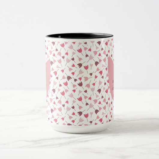 Sweet Simple Pink Tulip Pattern, alle Richtungen Tasse (Zentrum)