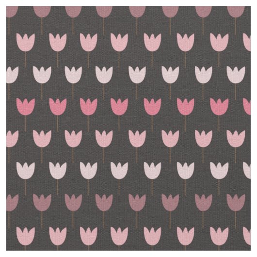 Sweet Simple Pink Tulip Pattern - dunkler Hintergr Stoff (Nahaufnahme)