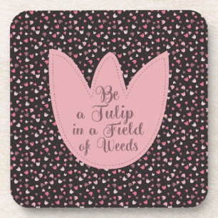 Sweet Simple Pink Tulip Pattern mit dunklem Hinter Getränkeuntersetzer