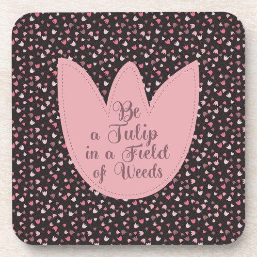 Sweet Simple Pink Tulip Pattern mit dunklem Hinter Getränkeuntersetzer (Vorderseite)