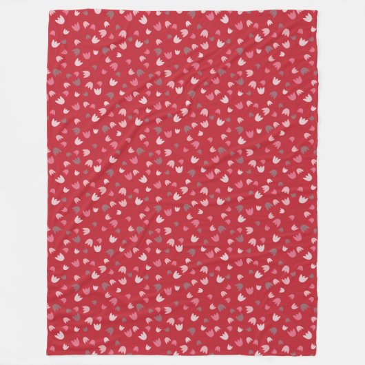 Sweet Simple Pink Tulip Pattern, roter Hintergrund Fleecedecke (Vorderseite)