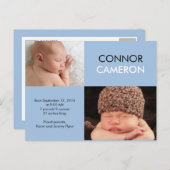 Sweet Simplicity Geburtserklärung - Blau Ankündigungspostkarte (Vorne/Hinten)
