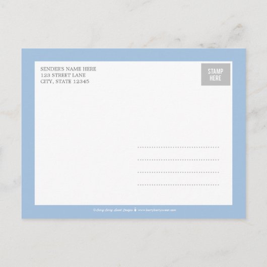 Sweet Simplicity Geburtserklärung - Blau Ankündigungspostkarte (Rückseite)