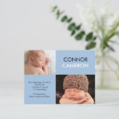 Sweet Simplicity Geburtserklärung - Blau Ankündigungspostkarte (Stehend Vorderseite)