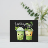 Sweet Sips Kawaii Bubble Tea Duo Postkarte (Stehend Vorderseite)