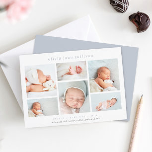 Sweet Six   Foto Collage Birth Ankündigung