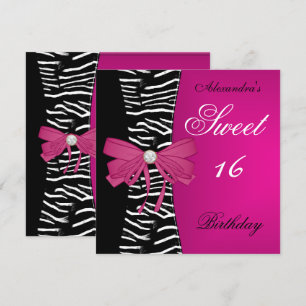 Sweet Sixteen 16 16. Geburtstag Hellrosa Zebra Sch Einladung