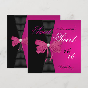 Sweet Sixteen 16. Geburtstag Hellrosa Schwarze Sch Einladung