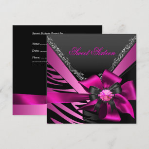 Sweet Sixteen 16 Geburtstagsfeier Zebra Rosa Schwa Einladung