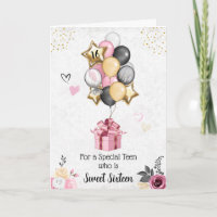 Sweet Sixteen Balloons Happy Birthday Card