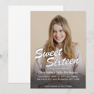 Sweet Sixteen Benutzerdefinierte Foto-Geburtstagse Einladung