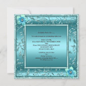 Sweet Sixteen Birthday Teal Blue Flower Silver 2 Einladung (Rückseite)
