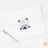 Sweet Sixteen Blonde Princess in Navy Blue Quadratischer Aufkleber (Umschlag)