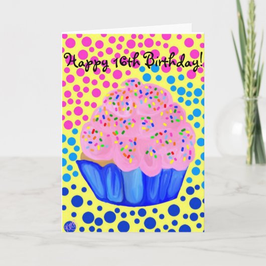 Sweet Sixteen Cupcake Birthday Card Karte (Vorderseite)