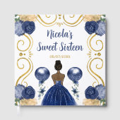 Sweet Sixteen Dark Skin Princess in Navy Blue Gästebuch (Vorderseite)
