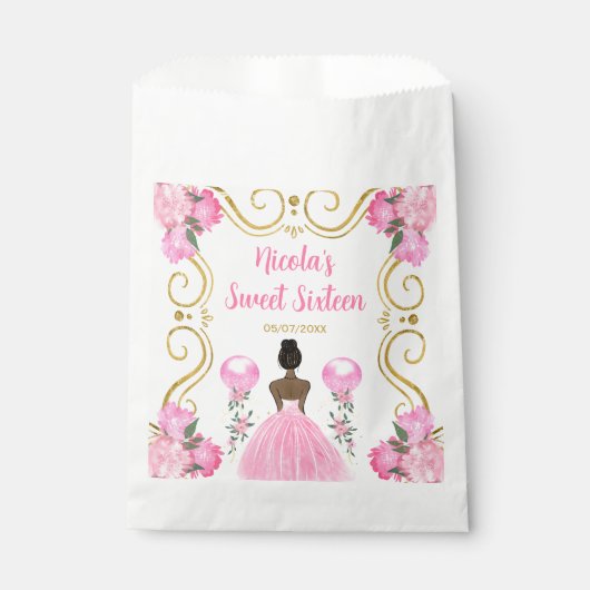 Sweet Sixteen Dark Skin Princess in Pink Geschenktütchen (Vorderseite)