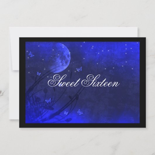 Sweet Sixteen, Enchanted Evening, Blue Invitations Einladung (Vorderseite)
