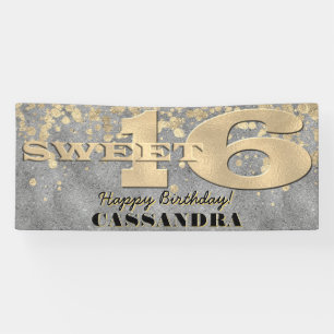 Sweet Sixteen Geburtstag Goldfolie und Glitter Banner