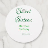 Sweet Sixteen green name date calligraphy boho ret Geschenkanhänger (Rückseite)