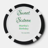 Sweet Sixteen green name date calligraphy boho ret Pokerchips (Rückseite)