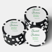 Sweet Sixteen green name date calligraphy boho ret Pokerchips (Stapel)