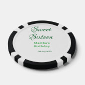Sweet Sixteen green name date calligraphy boho ret Pokerchips (Einzeln)