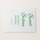 Sweet Sixteen green name date calligraphy boho ret Puzzle (Horizontal)