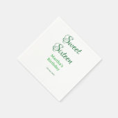 Sweet Sixteen green name date calligraphy boho ret Serviette (Ecke)