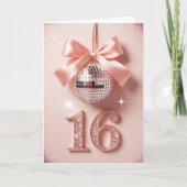 Sweet Sixteen in Pink Bows & Sparkle Karte (Vorderseite)