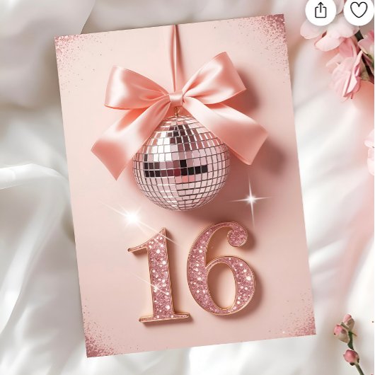 Sweet Sixteen in Pink Bows & Sparkle Karte