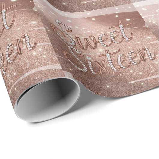 Sweet Sixteen In Rose Gold and Pearls Geschenkpapier (Rolleneckpunkt)