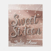 Sweet Sixteen In Rose Gold and Pearls Gift Fleecedecke (Vorderseite)