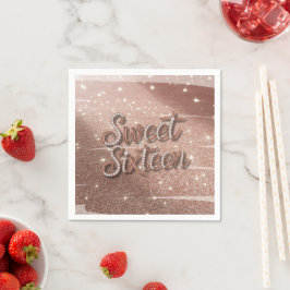 Sweet Sixteen In Rose Gold and Pearls Serviette