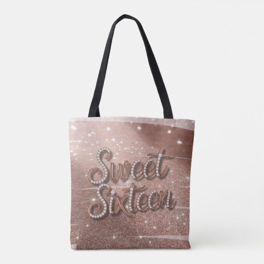 Sweet Sixteen In Rose Gold and Pearls Tasche (Rückseite)