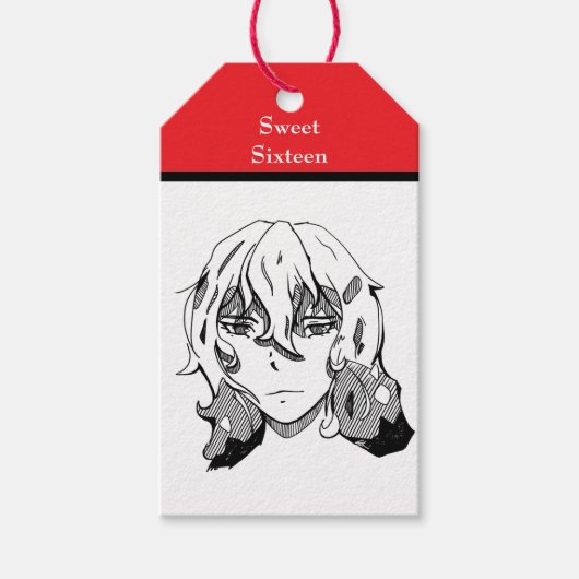 Sweet Sixteen Lineart Geschenkanhänger (Vorderseite)